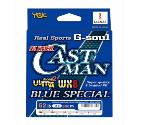 YGK SUPER CASTMAN WX8 BLUE SPECIAL 300M PE3 52LB
